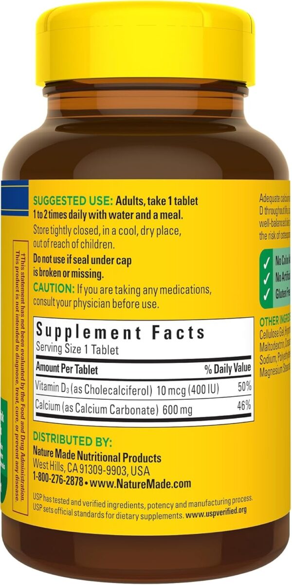 Nature Made Calcium 600 mg – 120 Tablets - Image 4