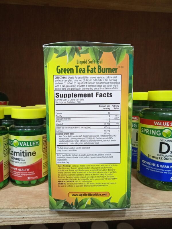 Green Tea Fat Burner With Egcg 400mg - 200 Softgels (Applied Nutrition) - Image 3